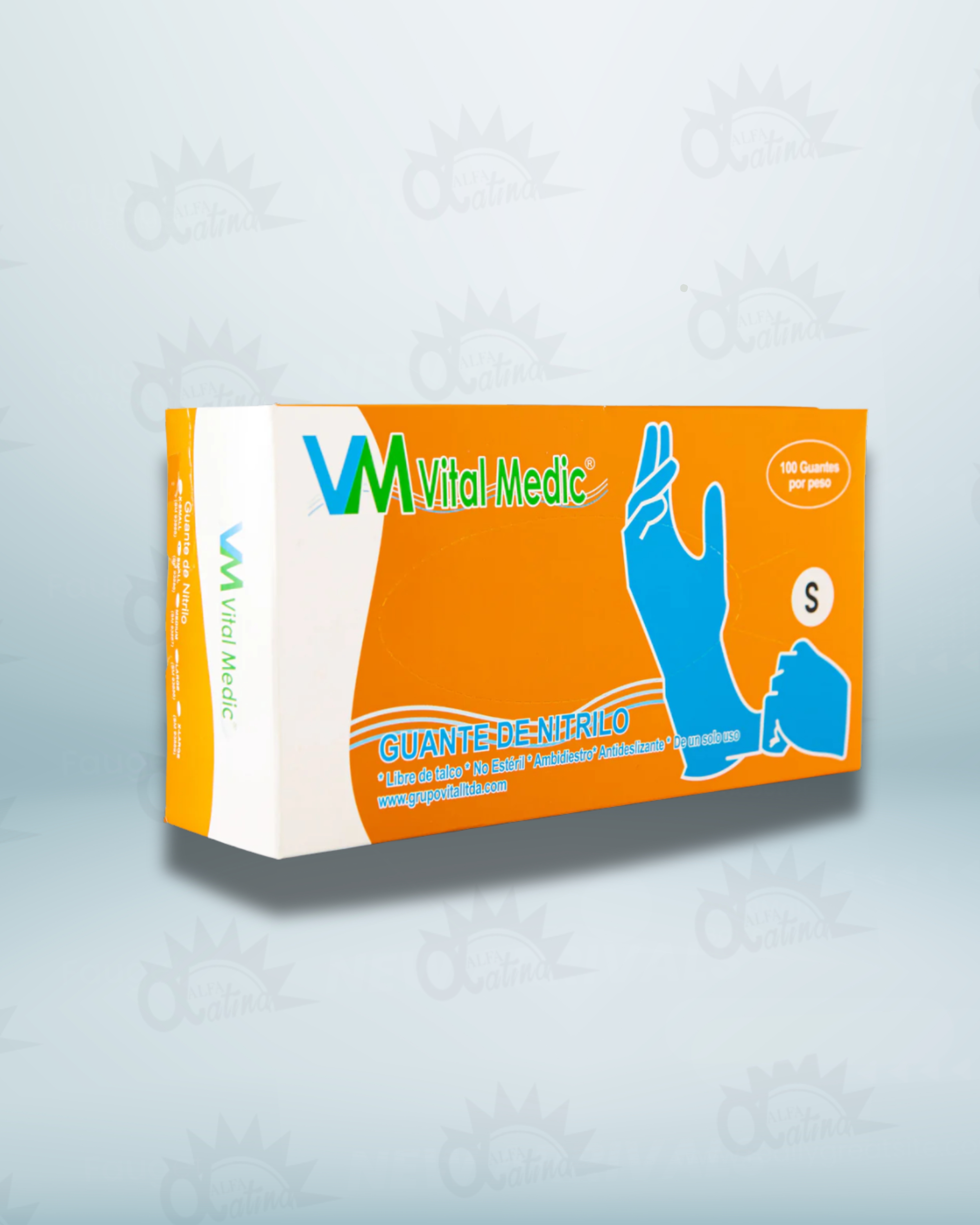 GUANTE DE NITRILO TALLA M. COLOR AZUL. CAJA X 100 UND